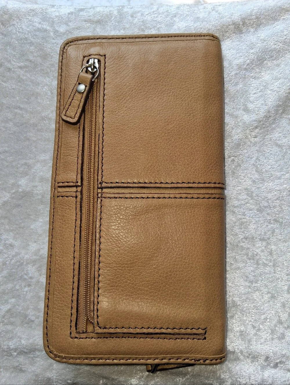 Fossil Maddox Leather Flap Clutch Wallet - Camel/Tan - NWOT